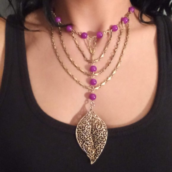 PhyldWithLove Jewelry - Beaded Bronze Multi-chained Necklace